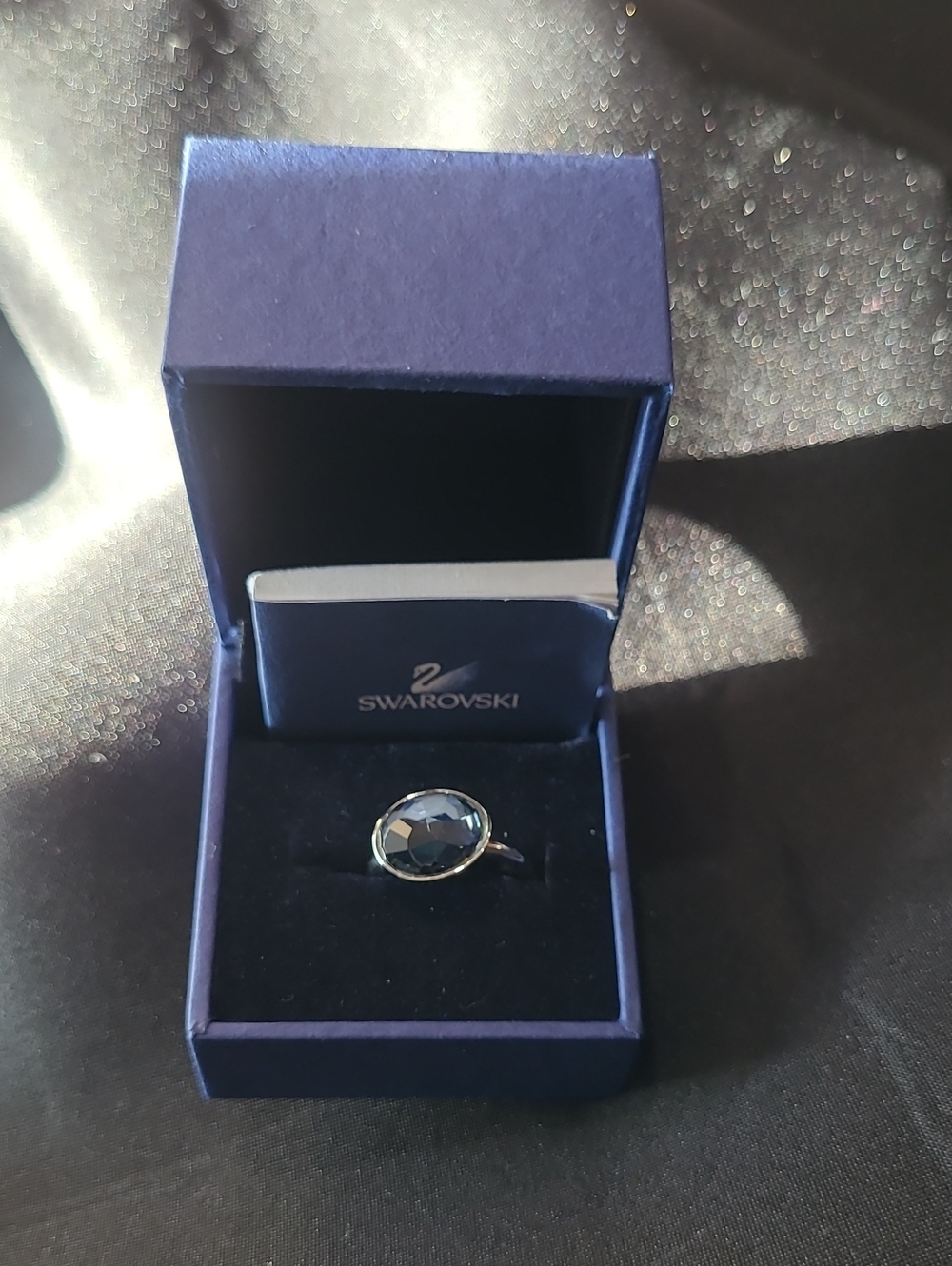Swarovski Crystal Moonlight Sz 7 Ring, Rhodium Plated